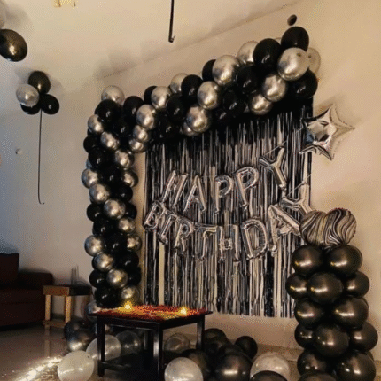 Black Balloon Arch For Birthday